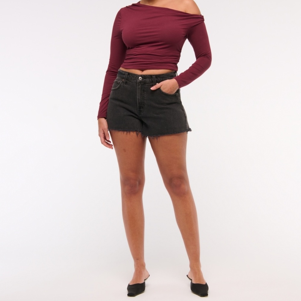 Abercrombie & Fitch Black Jean Shorts- Cutoff High Rise